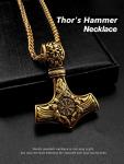 Men's Gold Plated Thor's Hammer Pendant Necklace