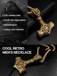 Men's Gold Plated Thor's Hammer Pendant Necklace