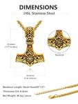 Men's Gold Plated Thor's Hammer Pendant Necklace