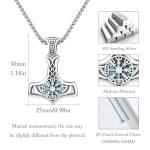 Mjolnir Necklace in Sterling Silver with Vegvisir