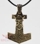 Viking Thor's Hammer Mjölnir Brass Pendant Necklace