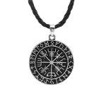 Nordic Coin Amulet Pendant Necklace with Symbols