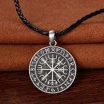 Nordic Coin Amulet Pendant Necklace with Symbols