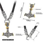 Viking Thor's Hammer Fenrir Wolf Pendant Necklace