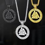 Norse Viking Compass Valknut Pendant Necklace