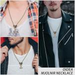 Mjolnir Necklace for Men with Wolf Head Chain