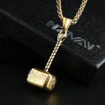 Thor Hammer Necklace for Men and Women, Gold