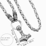 Men's Mjolnir Pendant with Byzantine Wolf Head