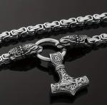 Men's Mjolnir Pendant with Byzantine Wolf Head