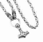 Men's Mjolnir Pendant with Byzantine Wolf Head