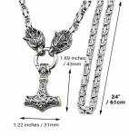 Viking Wolf Head Thor's Hammer Necklace