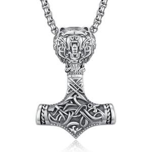 Sterling Silver Thor Hammer Necklace - Mjolnir Pendant