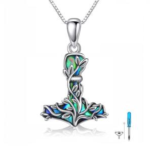 Thor Hammer Ashes Necklace - Sterling Silver Mjolnir