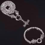 Thor's Hammer Necklace with Viking Wolf Pendant