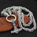 Bear Head Chain with Thor’s Hammer Pendant Necklace