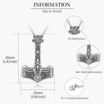 Sterling Silver Thor's Hammer Mjolnir Necklace