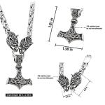 Viking Mjolnir Necklace with Wolf Head Chain