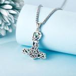Thor Hammer Necklace with Viking Compass Pendant
