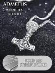 Sterling Silver Thor Hammer Necklace - Mjolnir Pendant