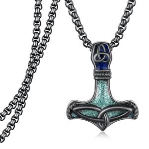 Viking Mjolnir Hammer Necklace in Sterling Silver