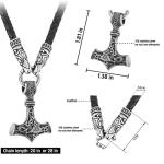 Thor's Hammer Pendant with Wolf Heads Necklace