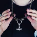 Wolf Head Thor Mjolnir Necklace - Viking Amulet