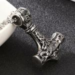 Men's Viking Mjolnir Pendant Necklace in Stainless Steel