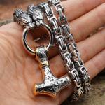 Men's 25 Inch 3D Gold Thor's Hammer Necklace