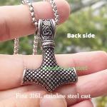 Men's Viking Mjolnir Pendant Necklace in Stainless Steel