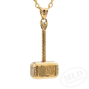 Thor's Hammer Pendant Necklace in Silver and Gold