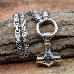 Men's 25 Inch 3D Gold Thor's Hammer Necklace