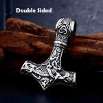 Men's Viking Mjolnir Pendant Necklace in Stainless Steel