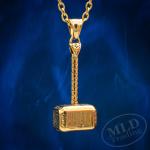 Thor's Hammer Pendant Necklace in Silver and Gold