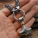 Men's 25 Inch 3D Gold Thor's Hammer Necklace