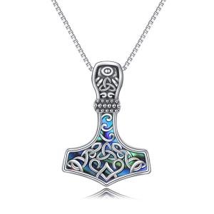 Thor Mjolnir Hammer Pendant Necklace in Silver