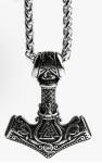 Norse Valknut Thor's Hammer Silver Pendant Necklace