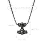 Viking Thor's Hammer Skull Pendant Necklace