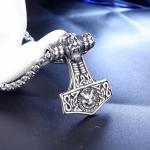 Viking Odin Fenrir Thor's Hammer Pendant Necklace
