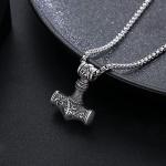 Thor's Hammer Mjolnir Urn Necklace in Sterling Silver