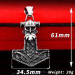 Stainless Steel Viking Thor’s Hammer Pendant Necklace