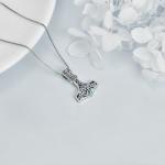 Thor Mjolnir Hammer Pendant Necklace in Silver
