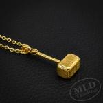 Thor's Hammer Pendant Necklace in Silver and Gold