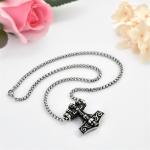 Viking Thor's Hammer Skull Pendant Necklace