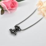 Viking Thor's Hammer Skull Pendant Necklace