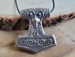 Double-Sided Pewter Thor's Hammer Pendant Necklace