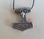 Double-Sided Pewter Thor's Hammer Pendant Necklace