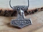 Double-Sided Pewter Thor's Hammer Pendant Necklace