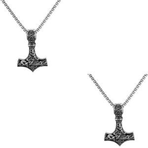 Men's Stainless Steel Viking Thor's Hammer Pendant Necklace