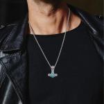 Viking Thor Hammer Necklace with Turquoise Charm