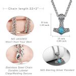 Viking Thor Hammer Necklace with Turquoise Charm